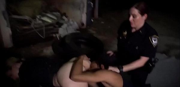  Threesome fucking with two female cops and big black cocked dude